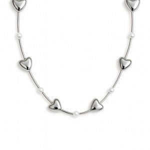 Silver Heart and Pearl Necklace